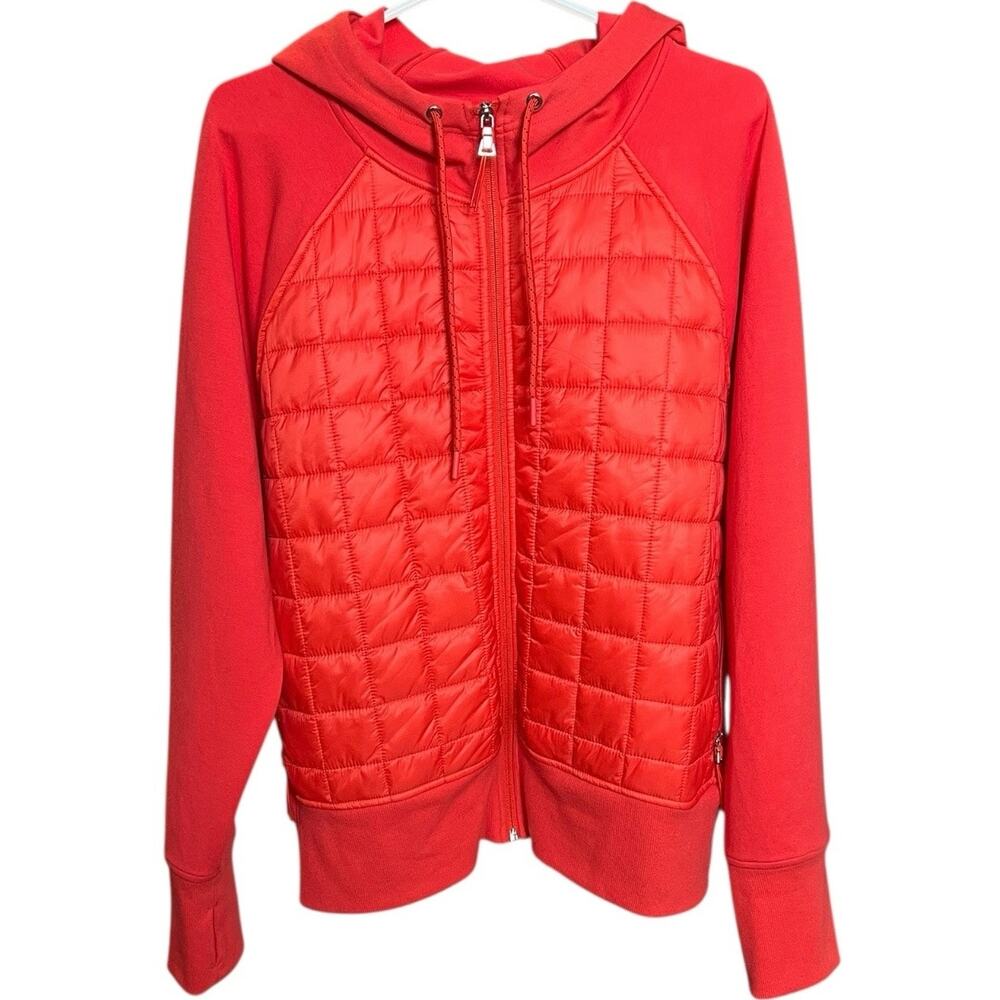 NWT Old Navy Active Dynamic Fleece Coral Red Quilted Hoodie Jacket - XL